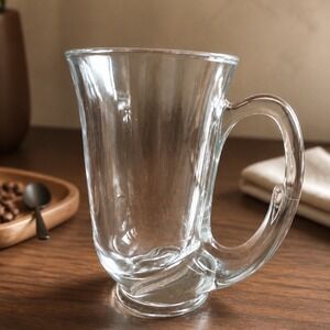 Vintage Tiara Exclusives Clear Glass Hunter Horn Mug Indiana Glass 12oz Tankard